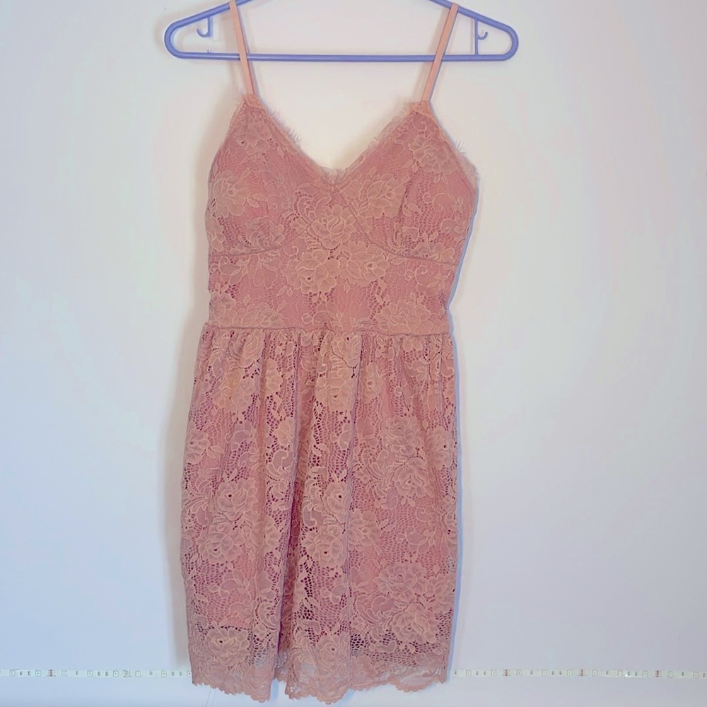 Light Pink Flower Pattern Mini Dress